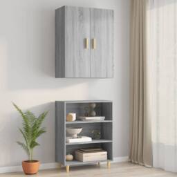 Berkfield Home Hanging Wall Cabinet Grey Sonoma 69.5x34x90 cm - thumbnail 1