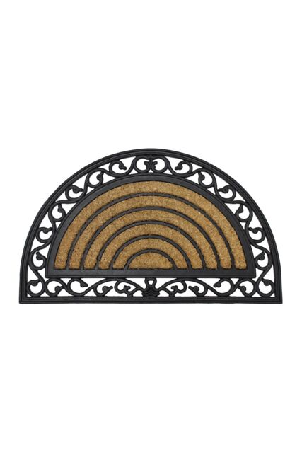 JVL Karina Half Moon Rubber TuffScrape Coir Doormat 45x75cm in Brown - Size: 45 cm x 75 cm - image 1