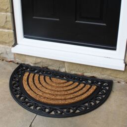 JVL Karina Half Moon Rubber TuffScrape Coir Doormat 45x75cm in Brown - Size: 45 cm x 75 cm - thumbnail 2