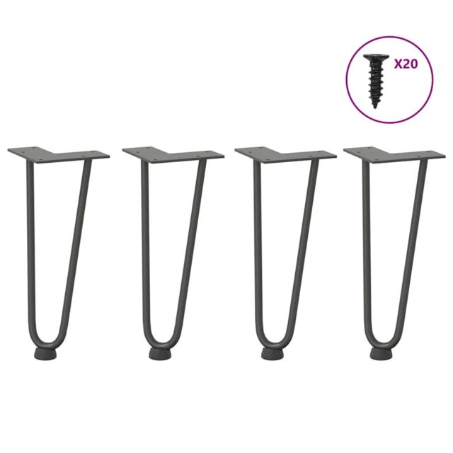 Berkfield Home Hairpin Table Legs 4 pcs Anthracite 30 cm Solid Steel in Black - image 1