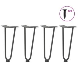 Berkfield Home Hairpin Table Legs 4 pcs Anthracite 30 cm Solid Steel in Black - thumbnail 1
