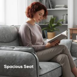 HOMCOM Loveseat Sofa, Faux Leather Sofa with Thicken Cushion, Grey - Size: 2 Seater - thumbnail 6