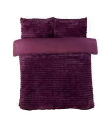 Rapport Home Chunky Ribbed Fur Polyester Soft & Cozy Duvet Cover Set With Pillowcase in Burgundy - Size: King - thumbnail 2