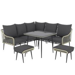 OUTSUNNY 6 Piece Garden Furniture Set Garden Sofa with Cushions in Light Grey - thumbnail 2