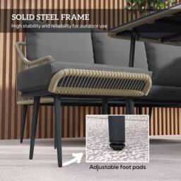OUTSUNNY 6 Piece Garden Furniture Set Garden Sofa with Cushions in Light Grey - thumbnail 6
