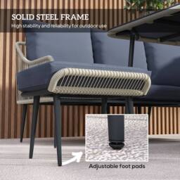 OUTSUNNY 6 Piece Garden Furniture Set Garden Sofa with Cushions in Light Grey - thumbnail 5