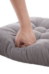Living and Home 50cm Square Corduroy Cushion Floor Pillow Meditation Cushion in Grey - thumbnail 3