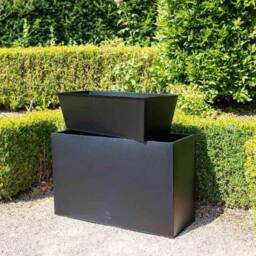 Primrose Tall Zinc Galvanised Trough Planter with Plastic Insert 95cm in Black - thumbnail 4