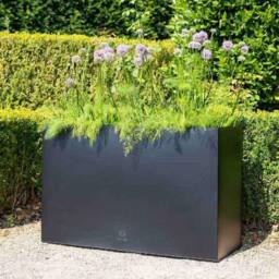 Primrose Tall Zinc Galvanised Trough Planter with Plastic Insert 95cm in Black - thumbnail 2