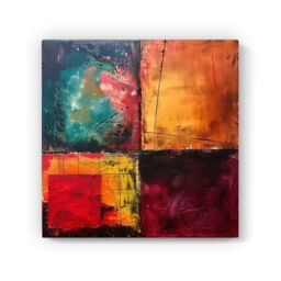"Warren Reed - Designer Quadrant Fusion: Colours In Conflict Canvas - Size: W30"" x H30""" - thumbnail 2