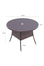 Garden Sanctuary Outdoor Tempered Glass Wicker Table with Parasol Hole in Brown - thumbnail 6