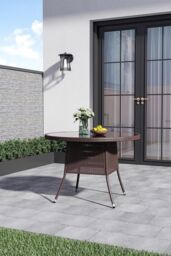 Garden Sanctuary Outdoor Tempered Glass Wicker Table with Parasol Hole in Brown - thumbnail 2