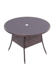 Garden Sanctuary Outdoor Tempered Glass Wicker Table with Parasol Hole in Brown - thumbnail 4