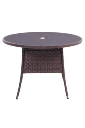 Garden Sanctuary Outdoor Tempered Glass Wicker Table with Parasol Hole in Brown - thumbnail 3