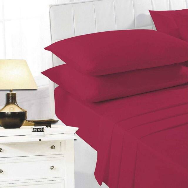 K Collection Percale Percale Fitted Sheet in Red - Size: Single - image 1