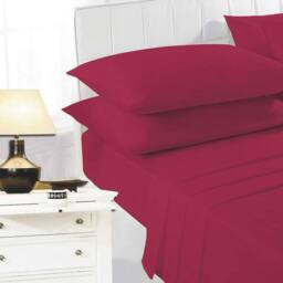 K Collection Percale Percale Fitted Sheet in Red - Size: Single