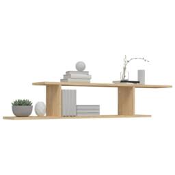 Berkfield Home Wall-Mounted TV Shelf Sonoma Oak 125x18x23 cm Engineered Wood in Light Oak - Size: 125 x 18 x 23 cm - thumbnail 4
