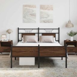 Berkfield Home Bed Frame without Mattress Brown Oak 150x200 cm King Size Engineered Wood - thumbnail 4