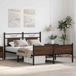 Berkfield Home Bed Frame without Mattress Brown Oak 150x200 cm King Size Engineered Wood - thumbnail 5