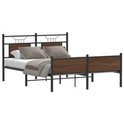 Berkfield Home Bed Frame without Mattress Brown Oak 150x200 cm King Size Engineered Wood - thumbnail 1