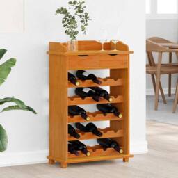 Berkfield Home Modern Wine Rack 90x60x30 cm Solid Wood Pine in Brown - Size: 90 x 60 x 30 cm - thumbnail 2