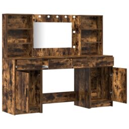 Berkfield Home 3 Piece Dressing Table Set Smoked Oak Engineered Wood in Brown - thumbnail 6