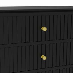 Melody Maison Wide 3 Drawer Chest Of Drawers & Pair Of Large Bedside Tables - Hales Black Range - thumbnail 6