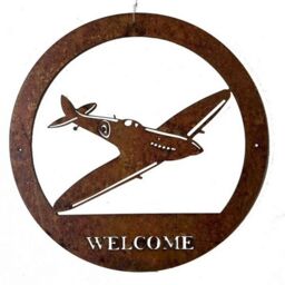 Poppyforge Spitfire Small Wall Art, with Text - Steel - W29.5 x H29.5 cm - BM/RtR in Brown - thumbnail 2