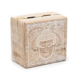 KDMD Small Square Box 10x10x4.2cm - Buddha Face Whitewash in Brown - Size: 10x10x4.2 cm - thumbnail 2