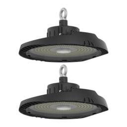 First Choice Lighting Set of 2 High Bay - 150W LED IP65 UFO Style Commercial Warehouse Light in Black - thumbnail 1