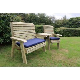 Churnet Valley Garden Furniture Ltd Ergonomic 3 Seat Bench & Chair - Fully Assembled - Set of Cushions Inc in Brown - thumbnail 2