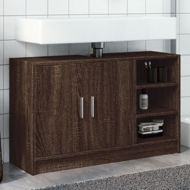 Berkfield Home Sink Cabinet Brown Oak 90x29x55 cm Engineered Wood - Size: 90 x 29 x 55 cm - image 1