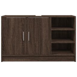 Berkfield Home Sink Cabinet Brown Oak 90x29x55 cm Engineered Wood - Size: 90 x 29 x 55 cm - thumbnail 4