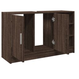 Berkfield Home Sink Cabinet Brown Oak 90x29x55 cm Engineered Wood - Size: 90 x 29 x 55 cm - thumbnail 5