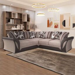 Sliding Wardrobes 4U Fabric 3+2 & Corner Sofa Set for Modern Living Spaces Beige/Brown Corner in Beige - Size: 3 Pack - thumbnail 1