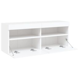 Berkfield Home TV Wall Cabinet with LED Lights White 100x30x40 cm - Size: 100 x 30 x 40 cm - thumbnail 8