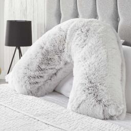 OHS V Shape Pillow Cushion Shaggy Neck Shoulder Support in Grey - thumbnail 1