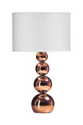 Orsina Touch Table Lamp, Brushed Chrome Base With White Fabric Shade, Easy Touch Control With UK Plug, Sleek in Rose Gold