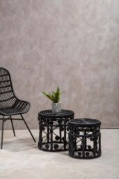 Orsina Mataram Set Of Two Black Natural Rattan Tables - thumbnail 5