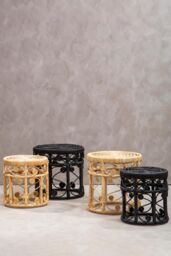 Orsina Mataram Set Of Two Black Natural Rattan Tables - thumbnail 4