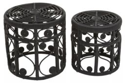 Orsina Mataram Set Of Two Black Natural Rattan Tables - thumbnail 2