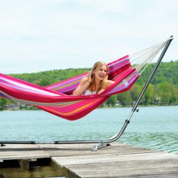 Amazonas Barbados Family Hammock - Brazilian Cotton, Cocoon Style in Pink - thumbnail 4