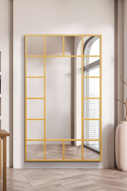"MirrorOutlet Gold Modern Wall & Leaner Mirror 71"" X 43"" (180 x 110CM) - Size: 1 Pack" - image 1