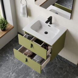 Banyetti Invicta 600mm Wall Hung Vanity with Athena Basin - Sage Green - thumbnail 5