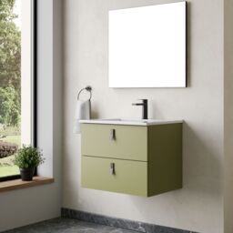 Banyetti Invicta 600mm Wall Hung Vanity with Athena Basin - Sage Green - thumbnail 6