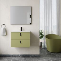 Banyetti Invicta 600mm Wall Hung Vanity with Athena Basin - Sage Green - thumbnail 4