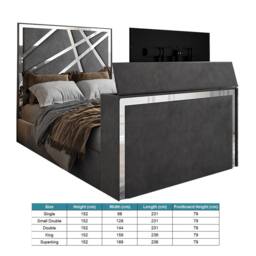 KDMD Morgan Upholstered Soft Velvet Grey TV Bed Frame - Size: Single - thumbnail 6