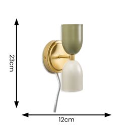 ValueLights Pair of - Plug in Gold Up & Down Easy Fit Wall Lights with Khaki / Cream Shades - thumbnail 6