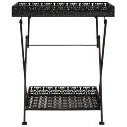 Berkfield Home Folding Tea Table Vintage Style Metal 58x35x72 cm Black - Size: 58 x 35 x 72 cm - thumbnail 2