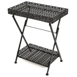 Berkfield Home Folding Tea Table Vintage Style Metal 58x35x72 cm Black - Size: 58 x 35 x 72 cm - thumbnail 1
